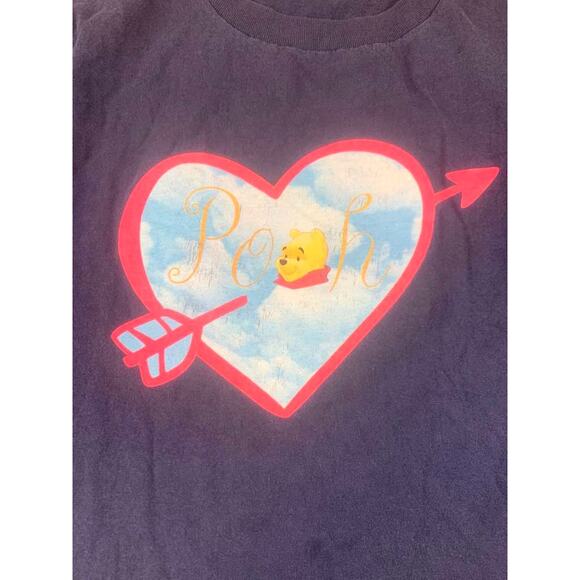 Vintage Pooh Disney Men's Size Medium Navy Heart Cupid Graphic T Shirt - Picture 2 of 11